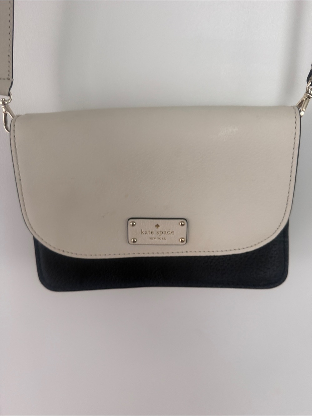 kate spade Two-Tone Cream and Black Leather Crossbody